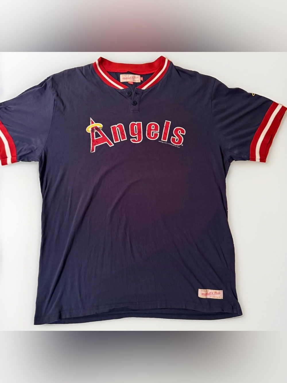 Vtg Mitchell & Ness LA Angels Authentic Batting Player Jersey Tee 2XL